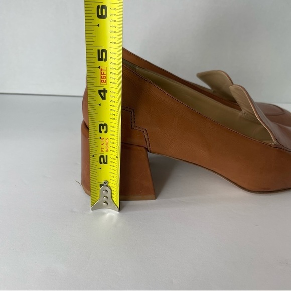Sylven New York Marlene Cognac Tanned Italian Leather Block Heel Loafers Size 40 - Picture 6 of 11